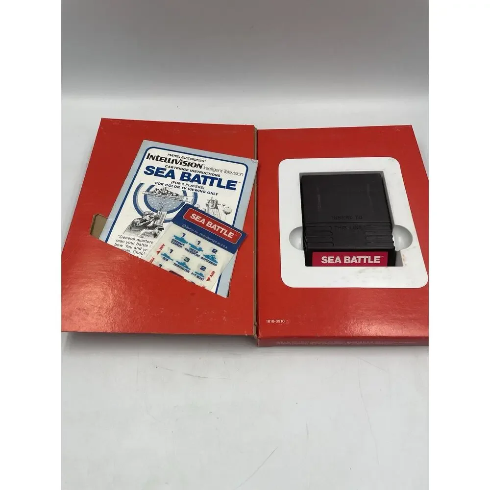 Sea Battle Mattel Intellivision Video Game 1980 CIB Box Manual Overlays